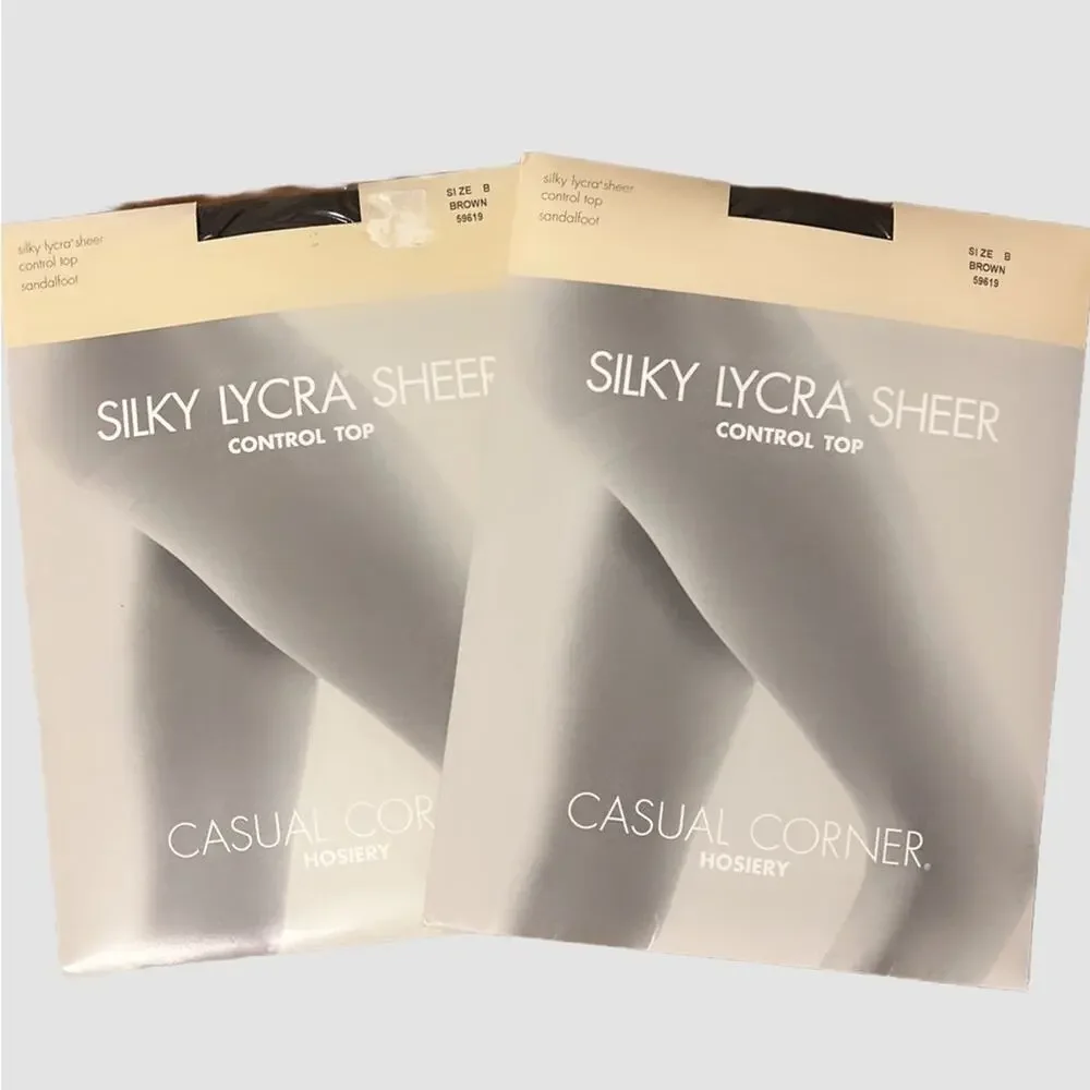 NWT Casual Corner Control Top Hosiery Brown Silky Lycra Size A & B Bundle of Two